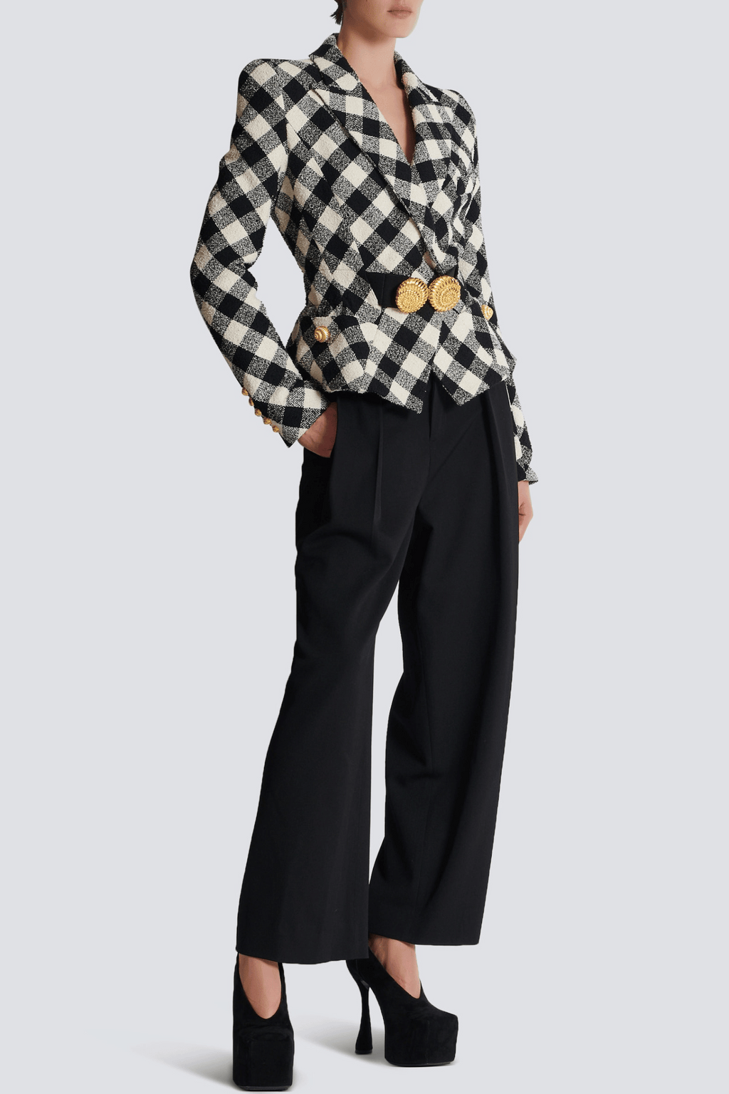 Flowering Girl Women Wyatt Gingham Button Blazer