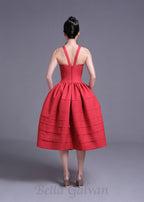 Flowering Girl Women Berry Bell-Shaped mini Dress in red