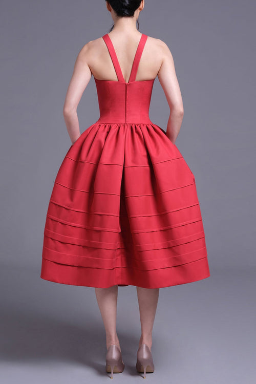 Flowering Girl Women Berry Bell-Shaped Mini Dress In Red