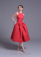 Flowering Girl Women Berry Bell-Shaped mini Dress in red