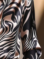 Flowering Girl Women Elegant Satin Collar Zebra Print Shirt
