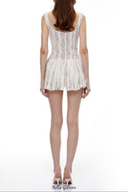 Yaghma White Lace Embroidered Mini Dress