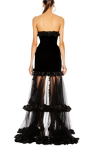Flowering Girl Women Yalie Ruffle Strapless Mesh Maxi Dress