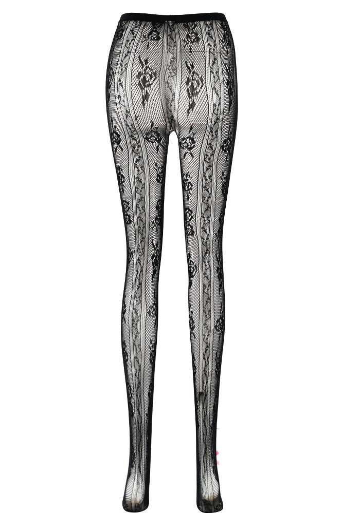 Flowering Girl Women Yara Bowknot Fishnet Stockings - Black