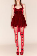 Flowering Girl Women Yara Bowknot Fishnet Stockings - Red