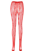 Flowering Girl Women Yara Pink Bowknot Fishnet Stockings - Red