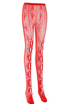 Flowering Girl Women Yara Pink Bowknot Fishnet Stockings - Red
