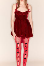 Flowering Girl Women Yara Bowknot Fishnet Stockings - Red