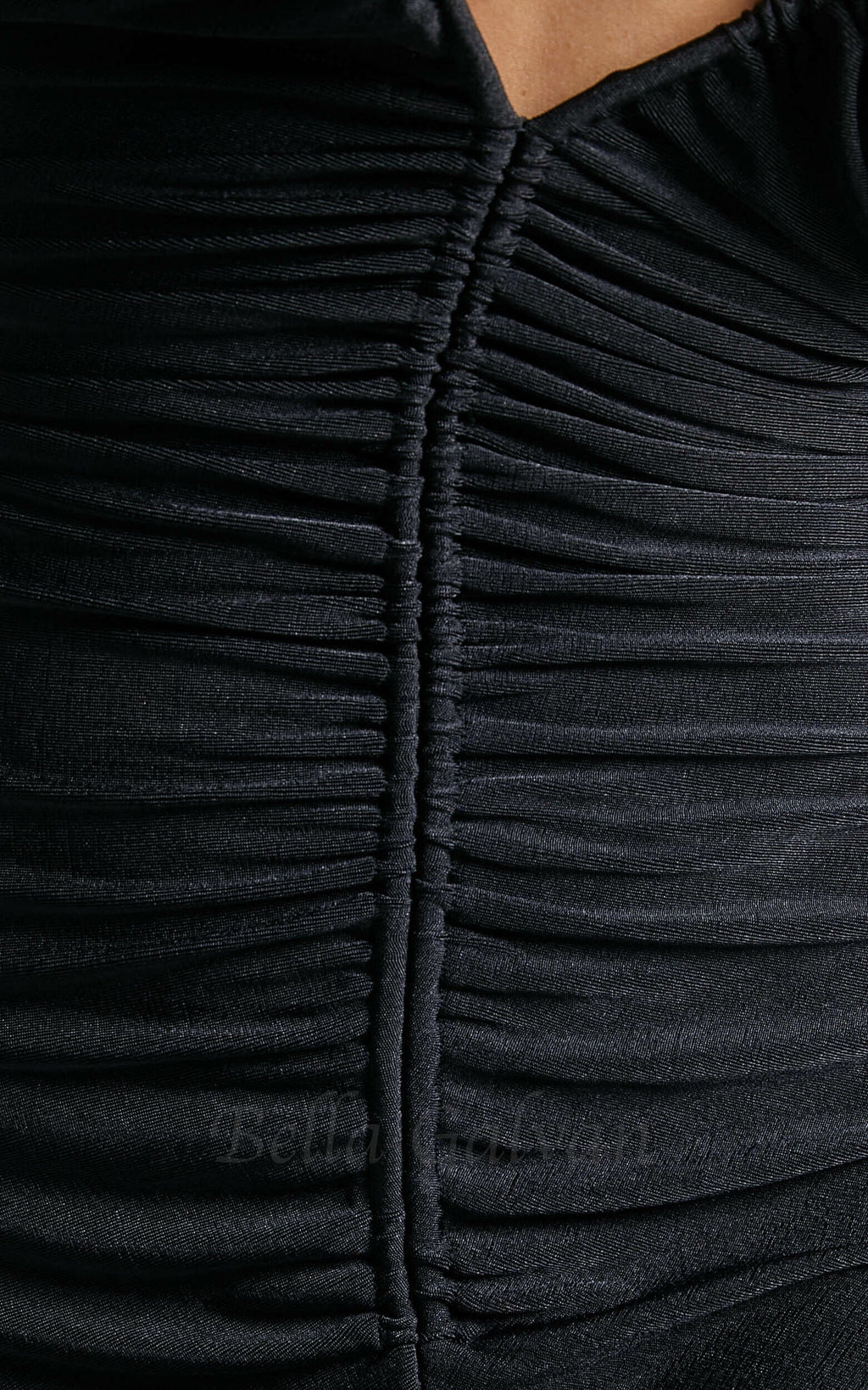 Flowering Girl Women v-neckline pleated bodycon maxi dress in black