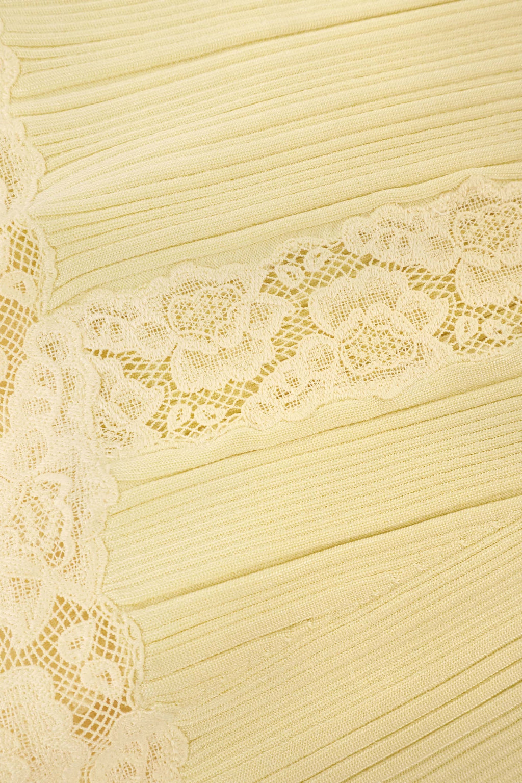 Flowering Girl Women Yellow Knit Lace Insert Midi Dress