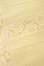 Flowering Girl Women Yellow Knit Lace Insert Midi Dress