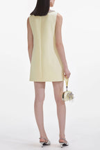 Flowering Girl Women Yellow Crepe Bow Mini Dress