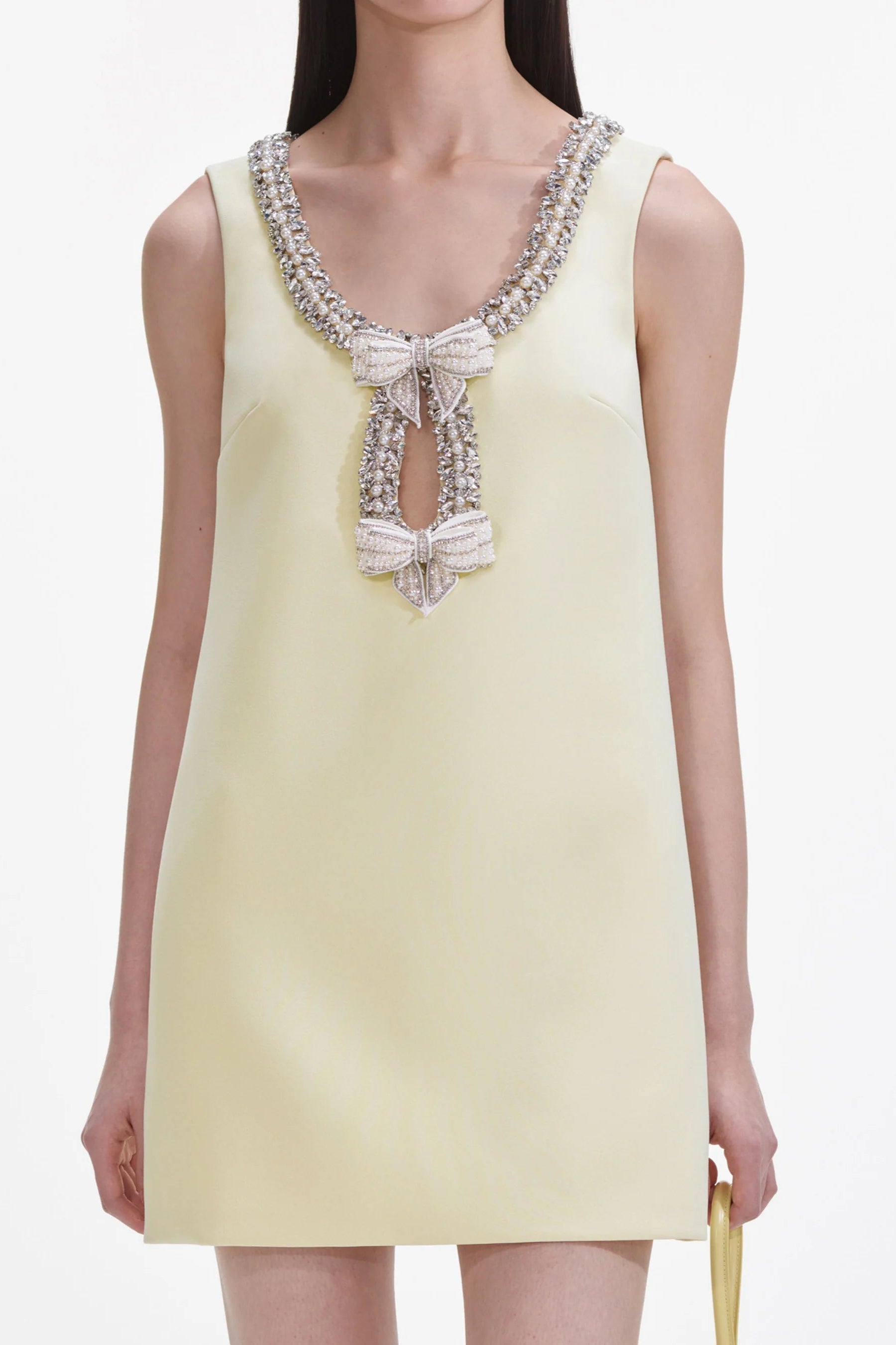 Flowering Girl Women Yellow Crepe Bow Mini Dress
