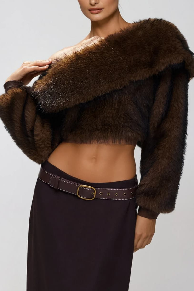 stacey One Shoulder Furry Top