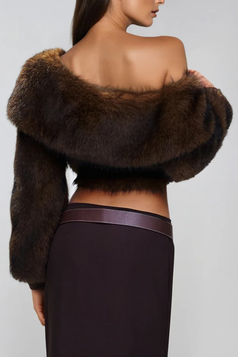 stacey One Shoulder Furry Top