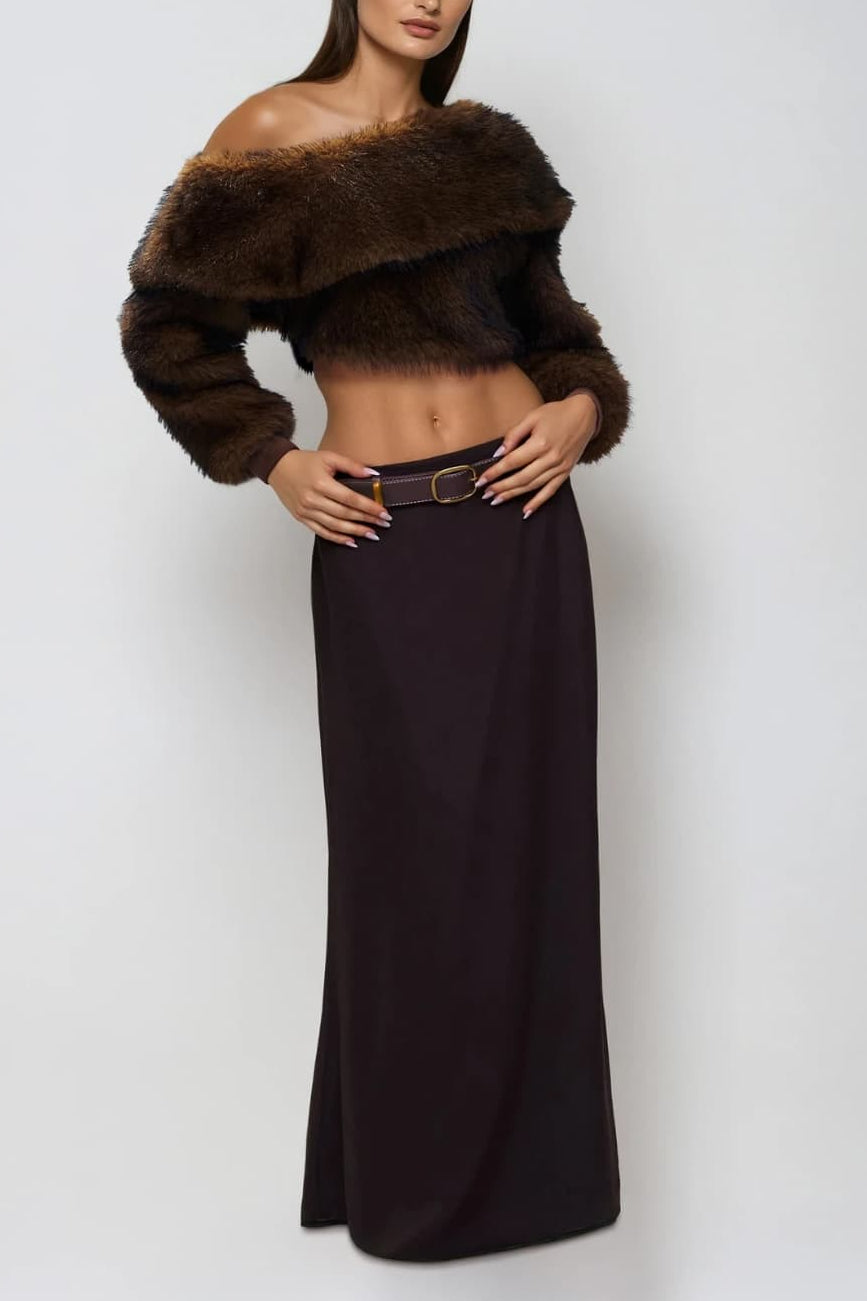 stacey One Shoulder Furry Top