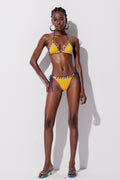 Ying Stripe Halter Neck Swimwear In Yellow