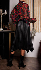 Flowering Girl Women Cherry Printed See Through Blouse