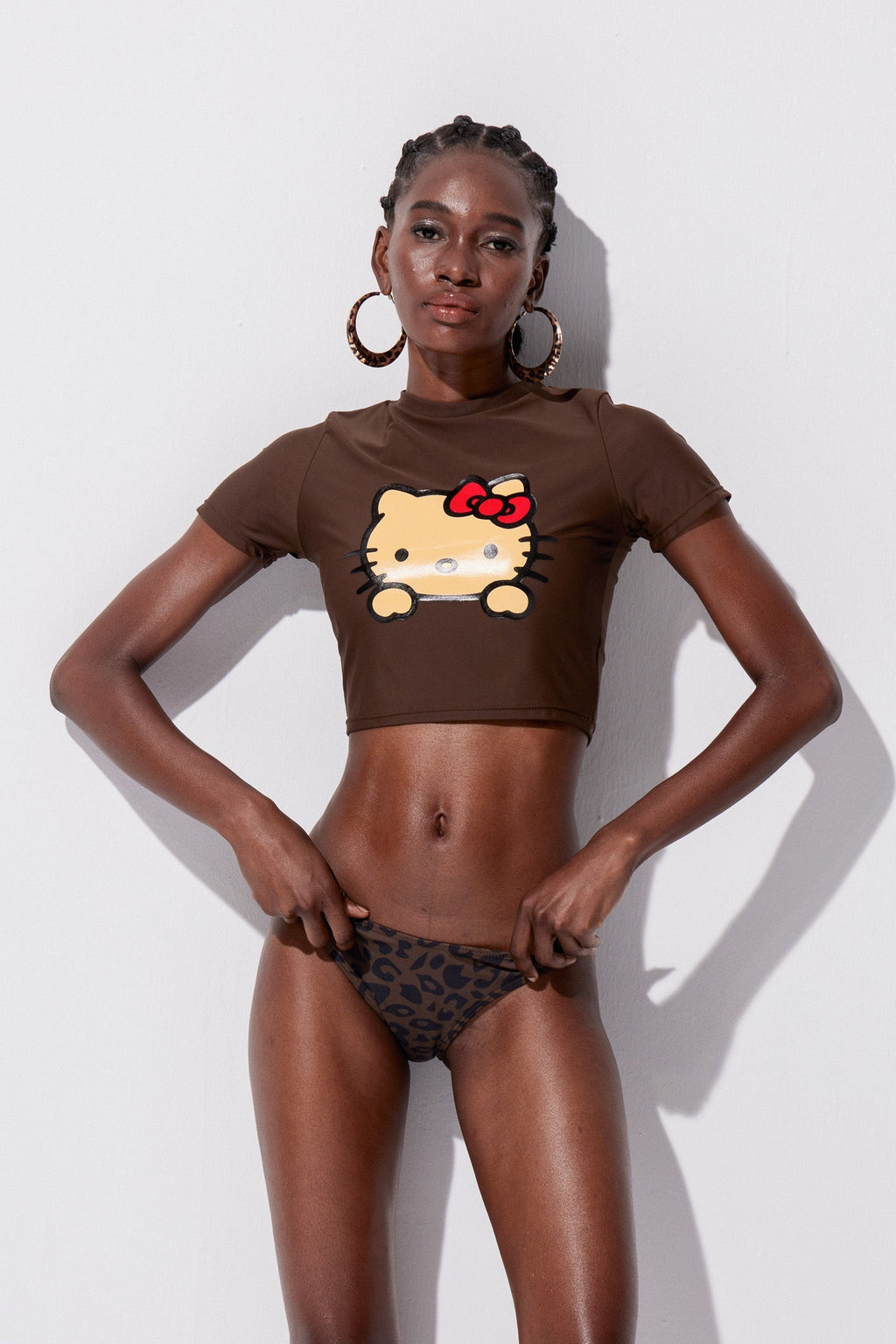 Yoda Leopard Print Halter Neck Swimwear