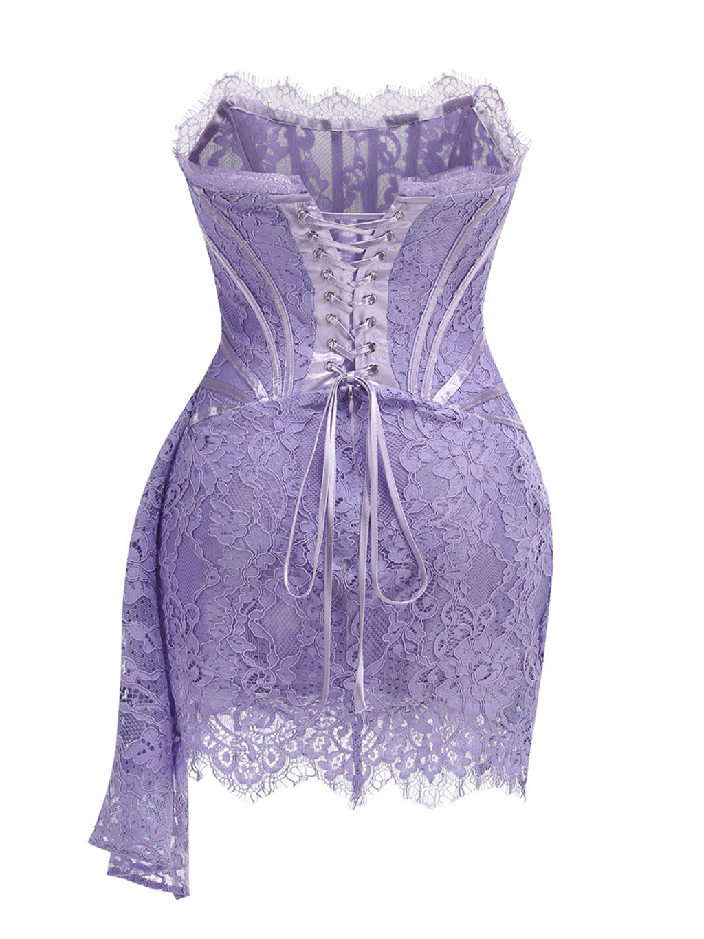 Flowering Girl Women Strapless Lace Dress In Lilac
