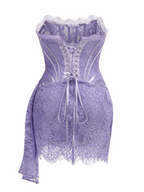 Flowering Girl Women Strapless Lace Dress In Lilac