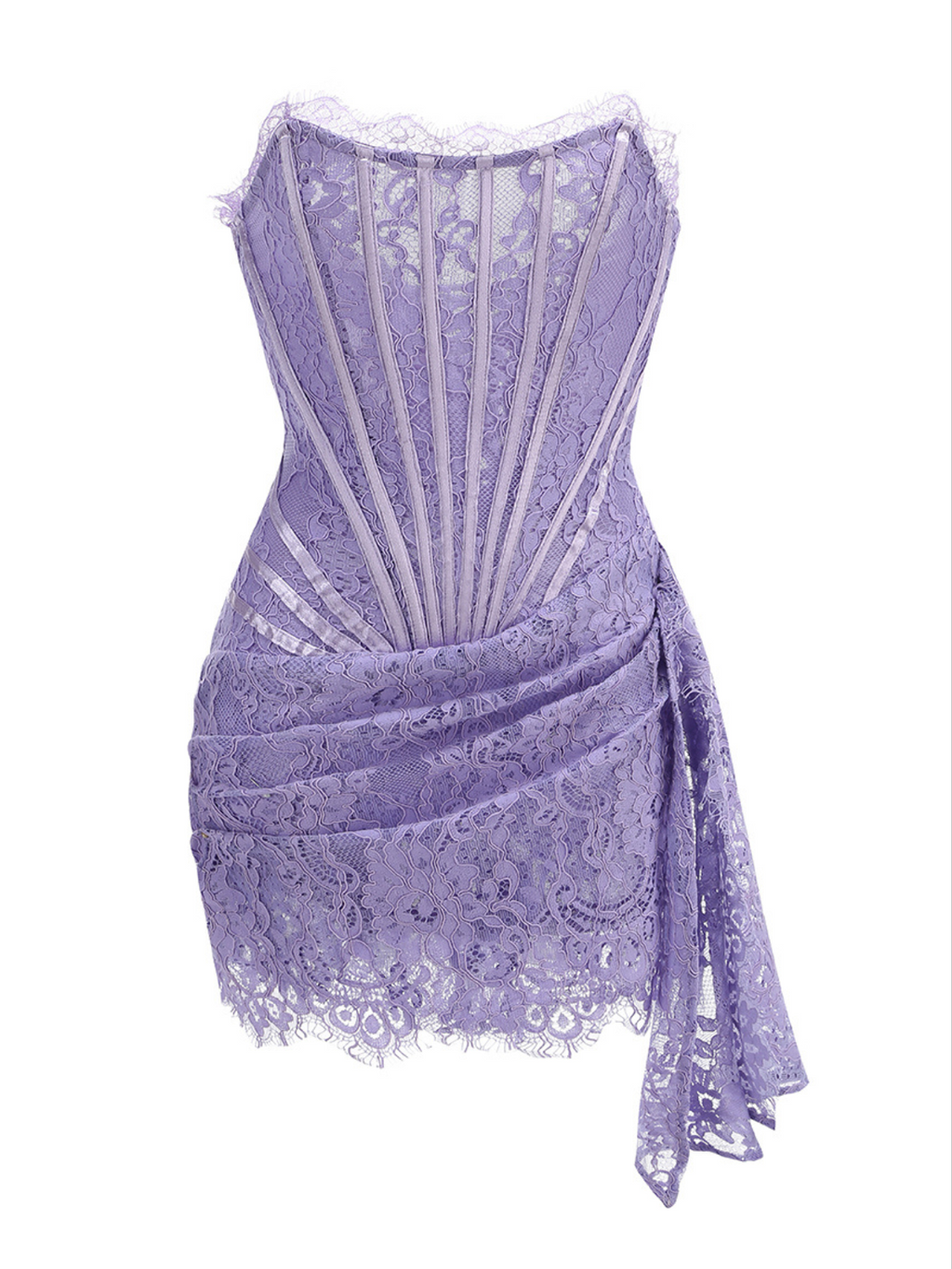 Flowering Girl Women Strapless Lace Dress In Lilac