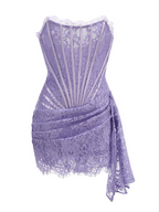 Flowering Girl Women Strapless Lace Dress In Lilac