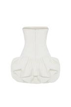 regina strapless puffy mini dress in off-white