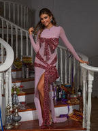Flowering Girl Women Zachary Long Sleeve Bow Sequin Dress
