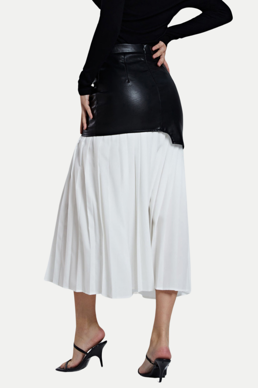 Flowering Girl Women Zenobia Pleated Leather Midi Skirt - White
