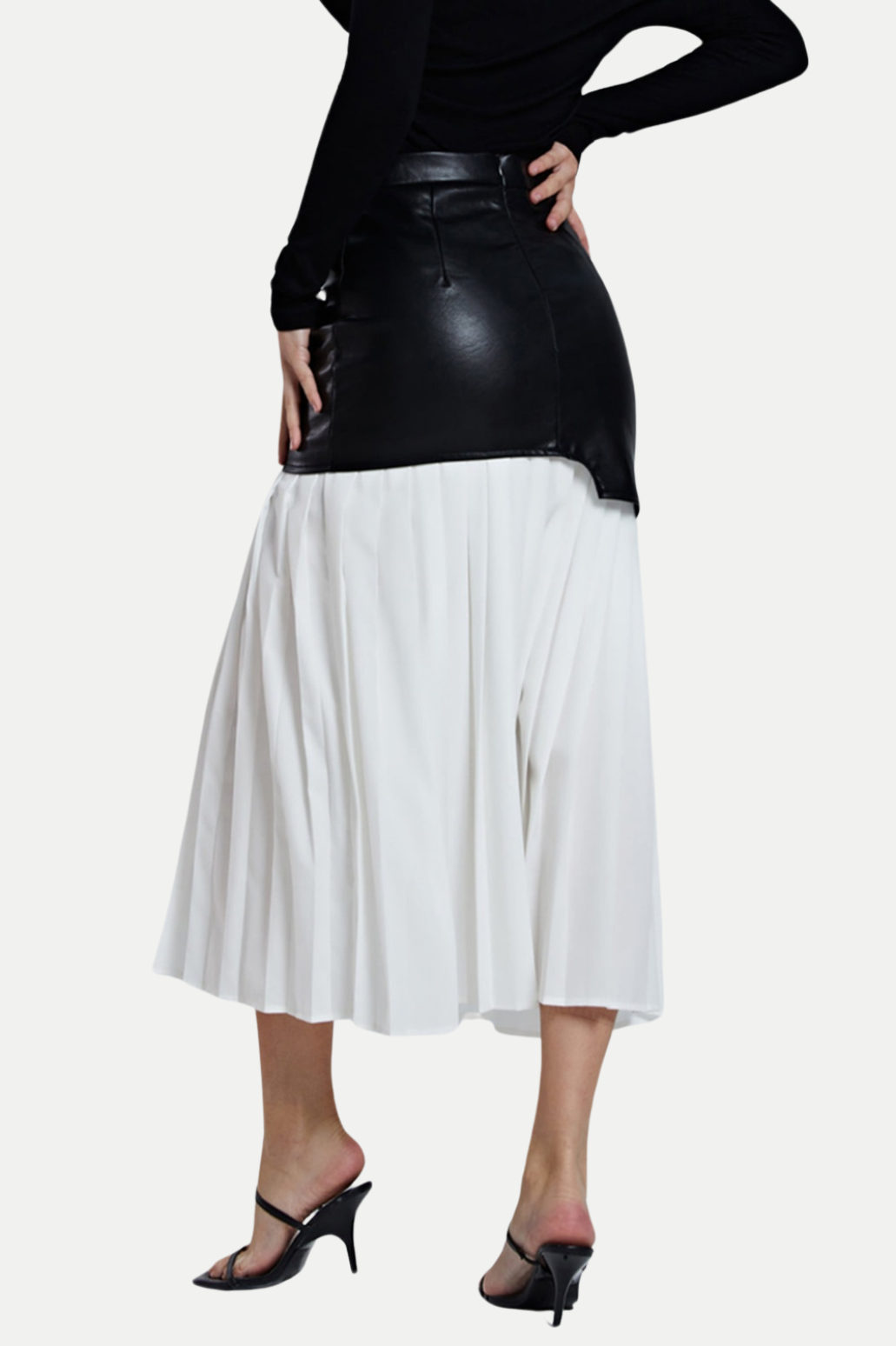 Flowering Girl Women Zenobia Pleated Leather Midi Skirt - White