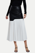Flowering Girl Women Zenobia Pleated Leather Midi Skirt - White