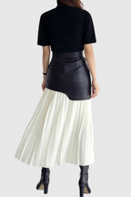 Flowering Girl Women Zenobia Pleated Leather Midi Skirt - White