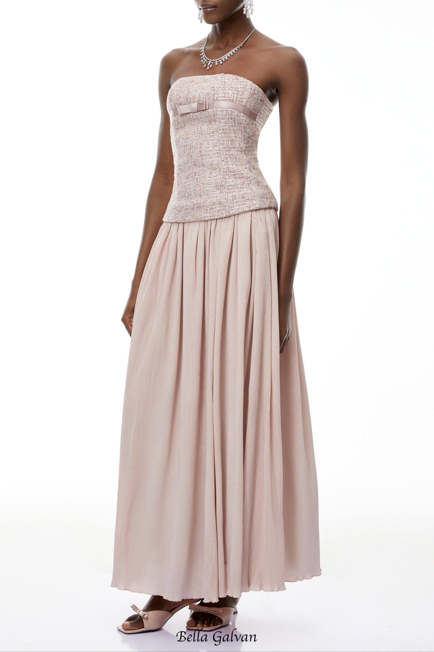 yvonne Off Shoulder Ruched Maxi Dress in pink
