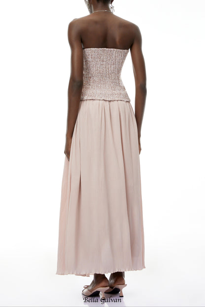 yvonne Off Shoulder Ruched Maxi Dress in pink