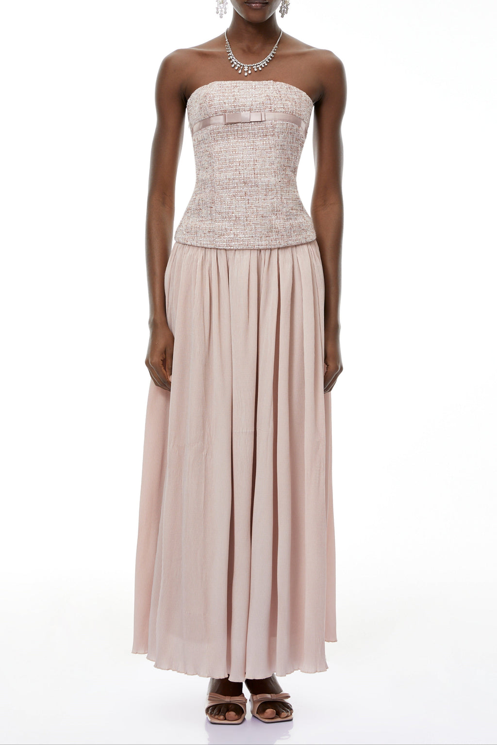 yvonne Off Shoulder Ruched Maxi Dress in pink