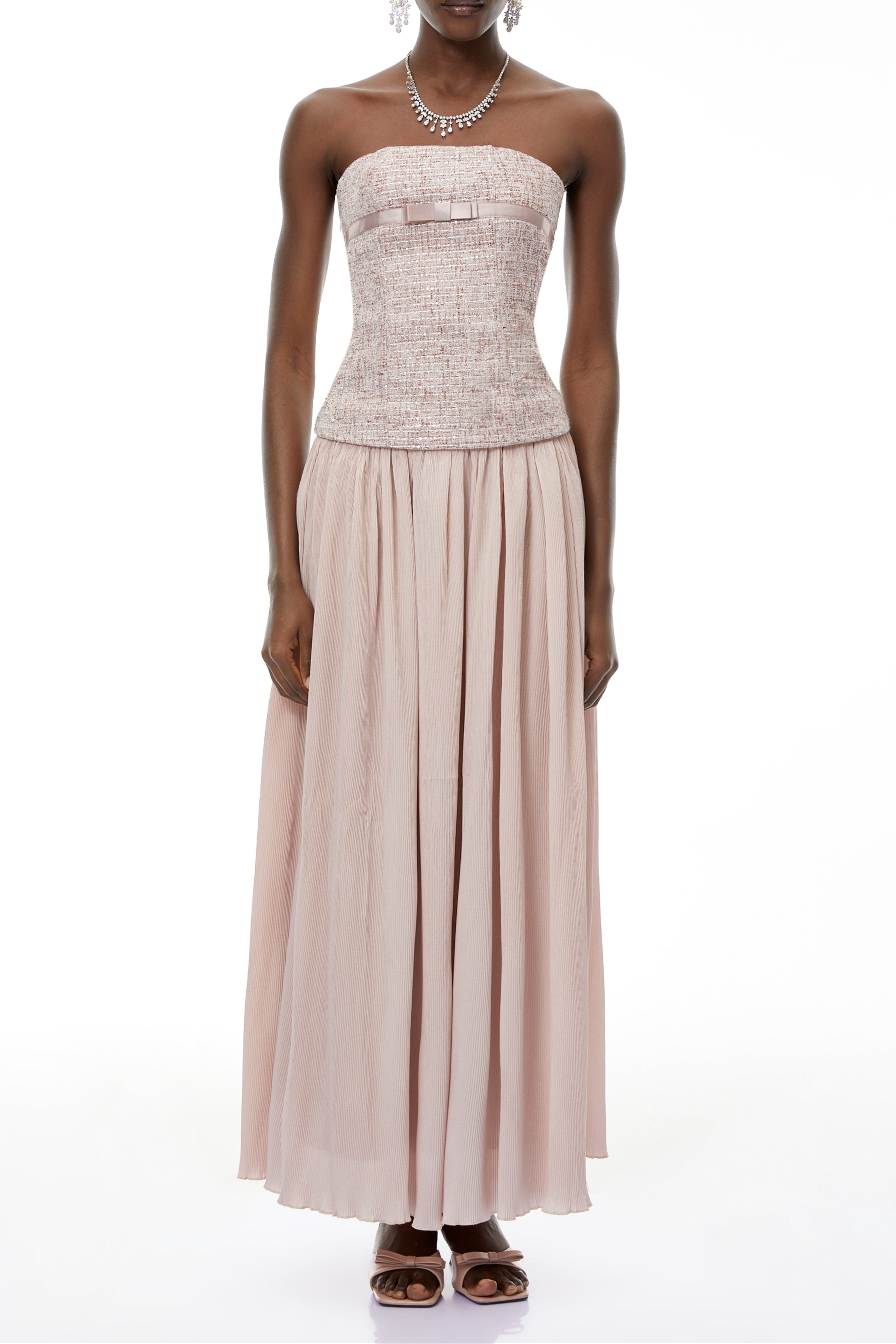 yvonne Off Shoulder Ruched Maxi Dress in pink