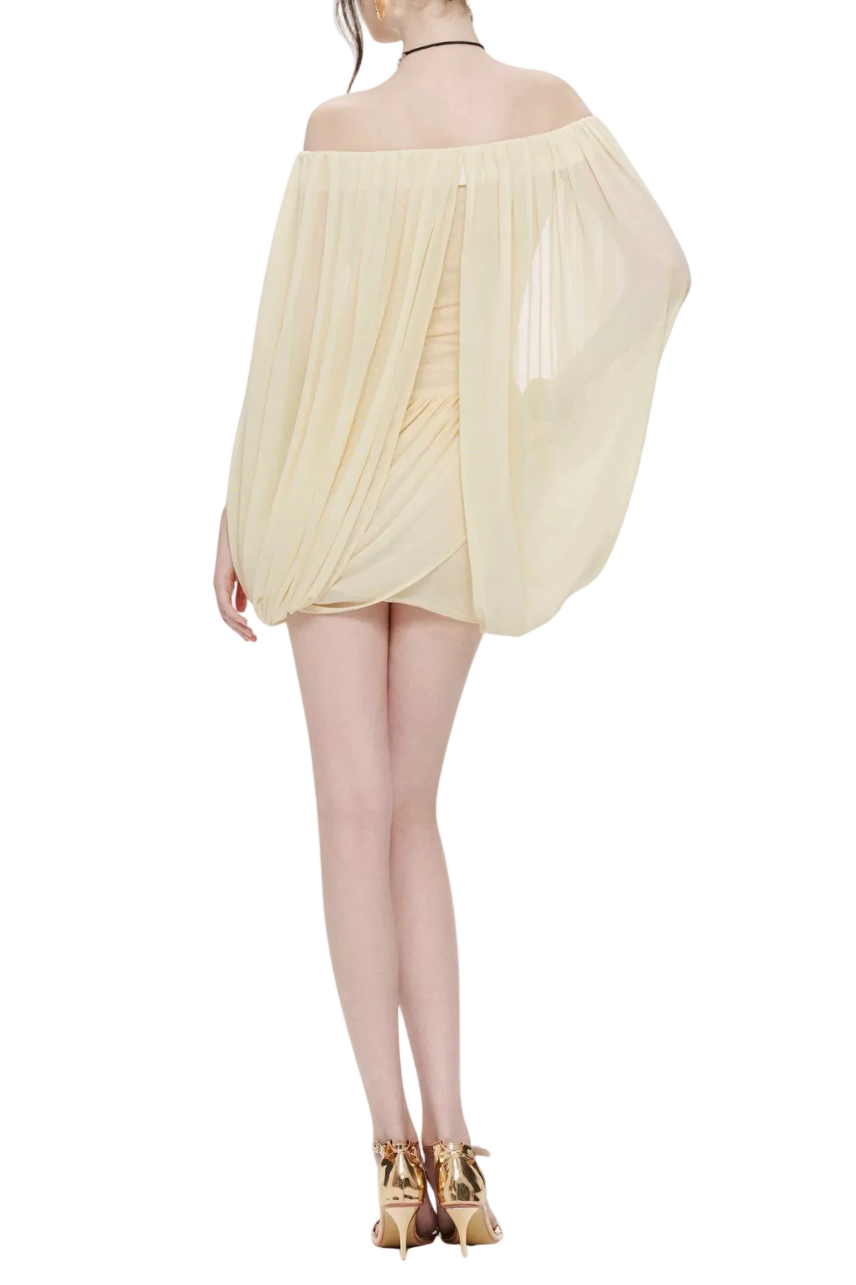 Flowering Girl Women Zhuria Off Shoulder Draped Mini Dress - Yellow
