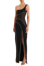 Flowering Girl Women Zoraida Diamante Mesh One Shoulder Split Maxi Bandage Dress
