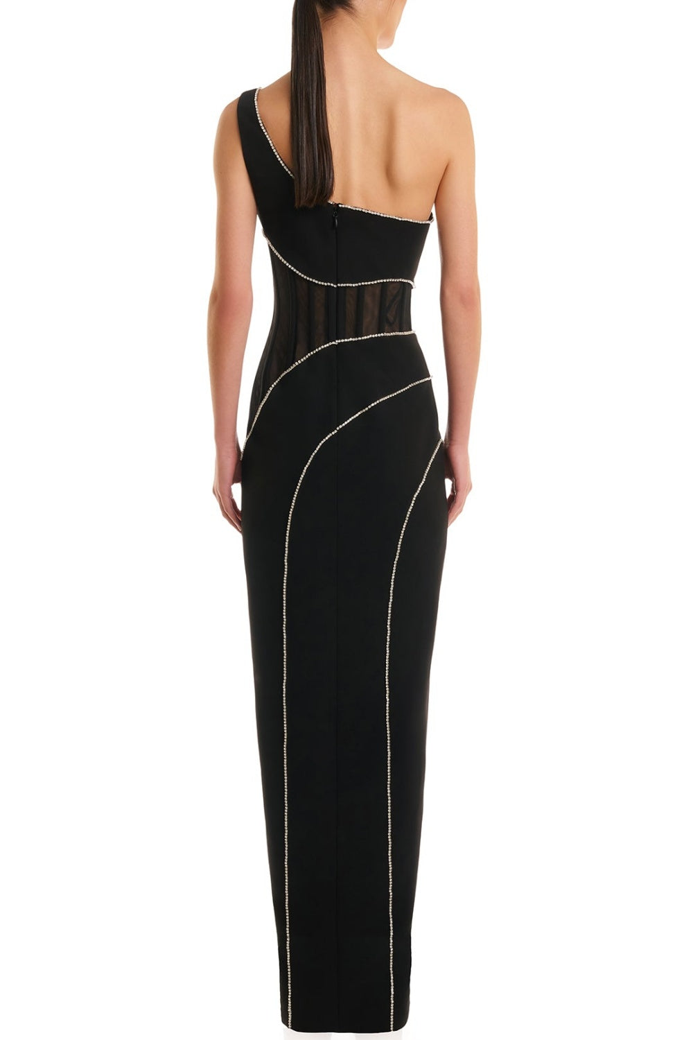 Flowering Girl Women Zoraida Diamante Mesh One Shoulder Split Maxi Bandage Dress