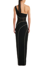 Flowering Girl Women Zoraida Diamante Mesh One Shoulder Split Maxi Bandage Dress