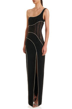 Flowering Girl Women Zoraida Diamante Mesh One Shoulder Split Maxi Bandage Dress