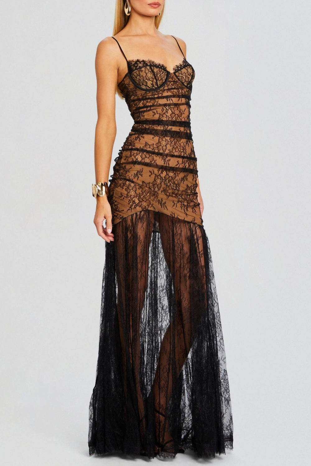 Flowering Girl Women Zsuza Lace Slit Maxi Dress