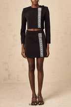 sylvia Crystal Embellishment Side Slit Skirt & Top Set