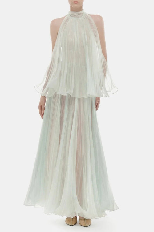Flowering Girl Women Belinda Mint Pleated Tulle Sleeveless Maxi Dress