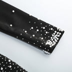 Flowering Girl Women pearl embellished v-neck maxi dress in black
