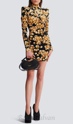 Flowering Girl Women CORETTA GRAPE PRINT VELVET MINI DRESS