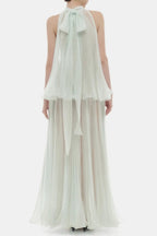 belinda Mint Pleated tulle sleeveless maxi Dress