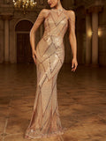 Geometric Sequin Chain Mermaid Prom Dress