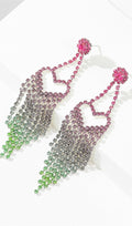 Flowering Girl Women Demetra Rhinestone Heart Tassel Earrings